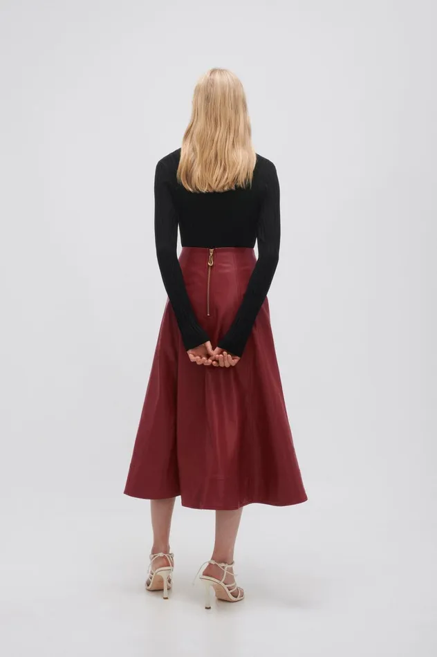 Stanhope Midi Skirt Mahogany Red Women Aje Skirts