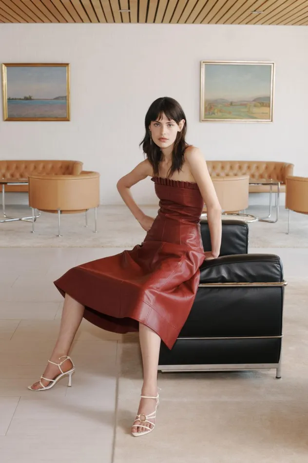 Stanhope Midi Skirt Mahogany Red Women Aje Skirts