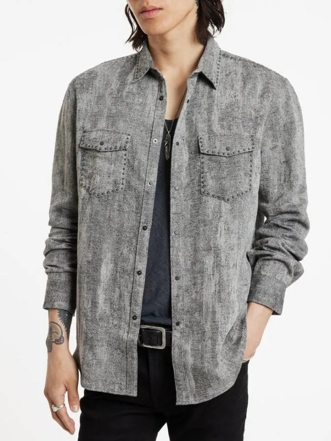 STUTSMAN SHIRT Dk Steel Htr Clothing John Varvatos Shirts