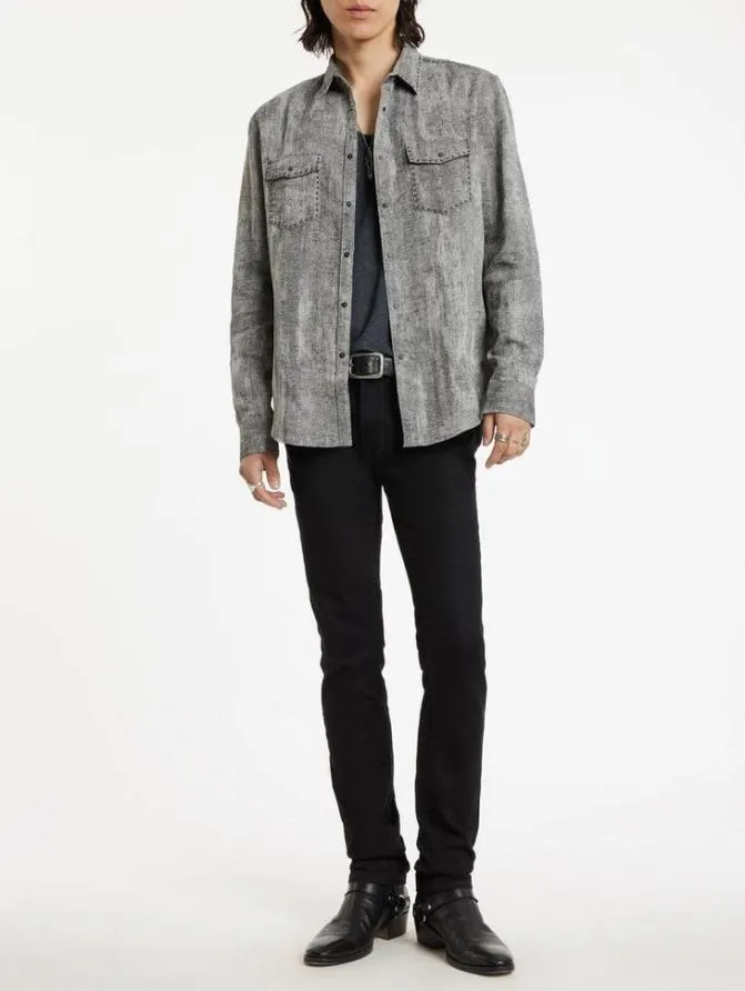 STUTSMAN SHIRT Dk Steel Htr Clothing John Varvatos Shirts