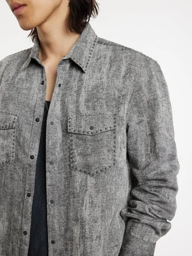 STUTSMAN SHIRT Dk Steel Htr Clothing John Varvatos Shirts