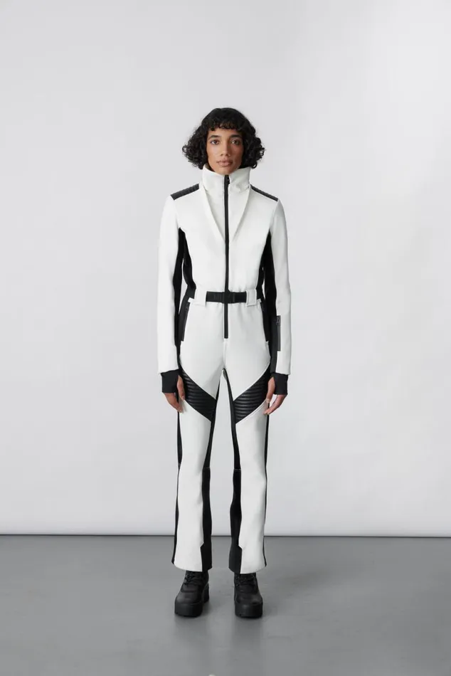 Suits Women Mackage ELLEZ Techno Fleece Ski Suit With Removable Hood And Fur Trim Milkshake Suits Women Mackage ELLEZ Techno Fleece Ski Suit With Removable Hood And Fur Trim Milkshake