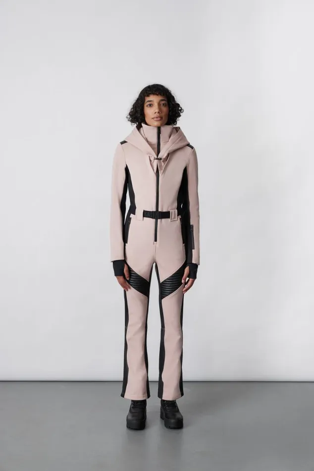 Suits Women Mackage ELLEZ Techno Fleece Ski Suit With Removable Hood And Fur Trim Milkshake Suits Women Mackage ELLEZ Techno Fleece Ski Suit With Removable Hood And Fur Trim Milkshake