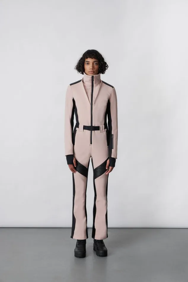 Suits Women Mackage ELLEZ Techno Fleece Ski Suit With Removable Hood And Fur Trim Milkshake Suits Women Mackage ELLEZ Techno Fleece Ski Suit With Removable Hood And Fur Trim Milkshake