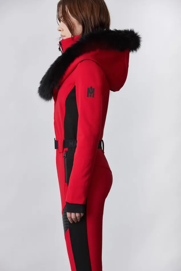 Suits Women Mackage ELLEZ Techno Fleece Ski Suit With Removable Hood And Fur Trim Milkshake Suits Women Mackage ELLEZ Techno Fleece Ski Suit With Removable Hood And Fur Trim Milkshake