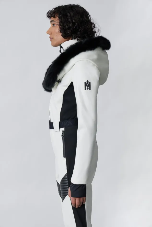 Suits Women Mackage ELLEZ Techno Fleece Ski Suit With Removable Hood And Fur Trim Milkshake Suits Women Mackage ELLEZ Techno Fleece Ski Suit With Removable Hood And Fur Trim Milkshake
