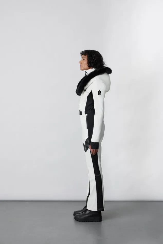 Suits Women Mackage ELLEZ Techno Fleece Ski Suit With Removable Hood And Fur Trim Milkshake Suits Women Mackage ELLEZ Techno Fleece Ski Suit With Removable Hood And Fur Trim Milkshake