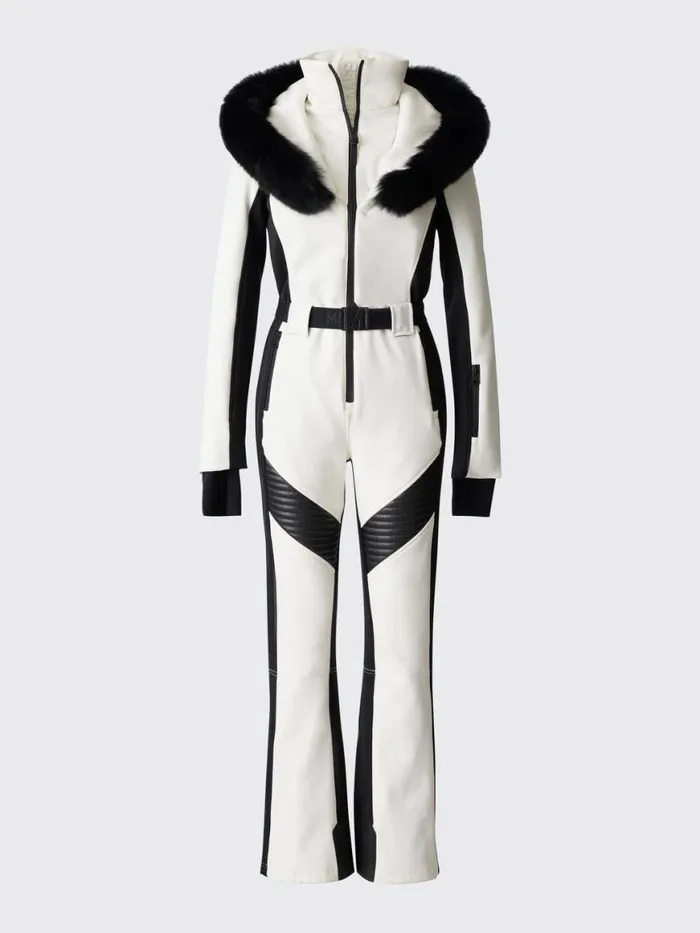 Suits Women Mackage ELLEZ Techno Fleece Ski Suit With Removable Hood And Fur Trim Milkshake Suits Women Mackage ELLEZ Techno Fleece Ski Suit With Removable Hood And Fur Trim Milkshake