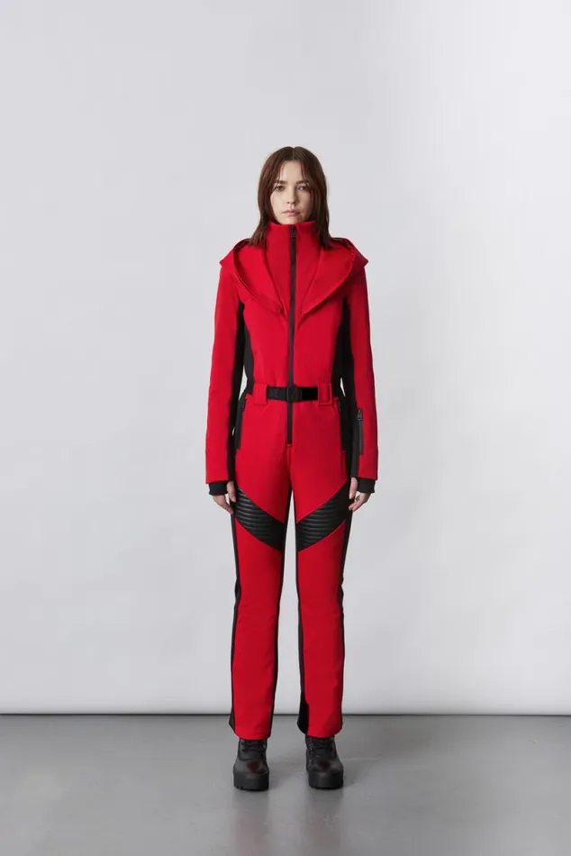 Suits Women Mackage ELLEZ Techno Fleece Ski Suit With Removable Hood And Fur Trim Milkshake Suits Women Mackage ELLEZ Techno Fleece Ski Suit With Removable Hood And Fur Trim Milkshake