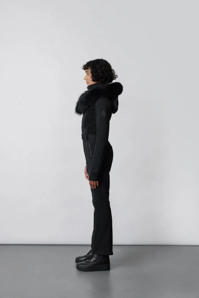 Suits Women Mackage ELLEZ Techno Fleece Ski Suit With Removable Hood And Fur Trim Milkshake Suits Women Mackage ELLEZ Techno Fleece Ski Suit With Removable Hood And Fur Trim Milkshake