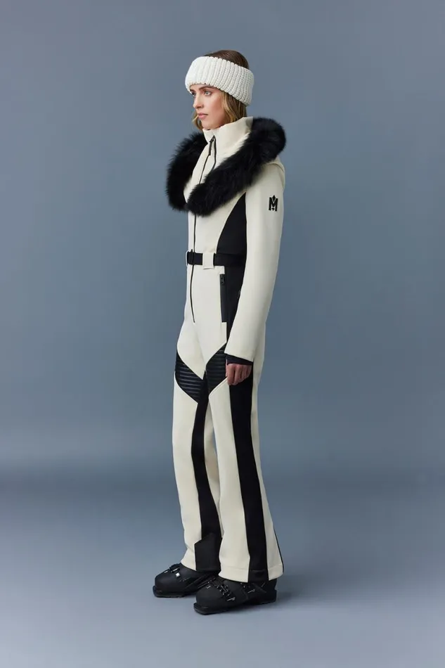 Suits Women Mackage ELLEZ Techno Fleece Ski Suit With Removable Hood And Fur Trim Milkshake Suits Women Mackage ELLEZ Techno Fleece Ski Suit With Removable Hood And Fur Trim Milkshake
