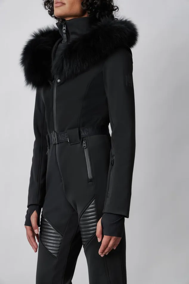 Suits Women Mackage ELLEZ Techno Fleece Ski Suit With Removable Hood And Fur Trim Milkshake Suits Women Mackage ELLEZ Techno Fleece Ski Suit With Removable Hood And Fur Trim Milkshake