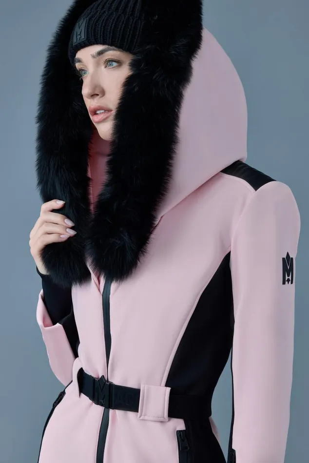 Suits Women Mackage ELLEZ Techno Fleece Ski Suit With Removable Hood And Fur Trim Milkshake Suits Women Mackage ELLEZ Techno Fleece Ski Suit With Removable Hood And Fur Trim Milkshake