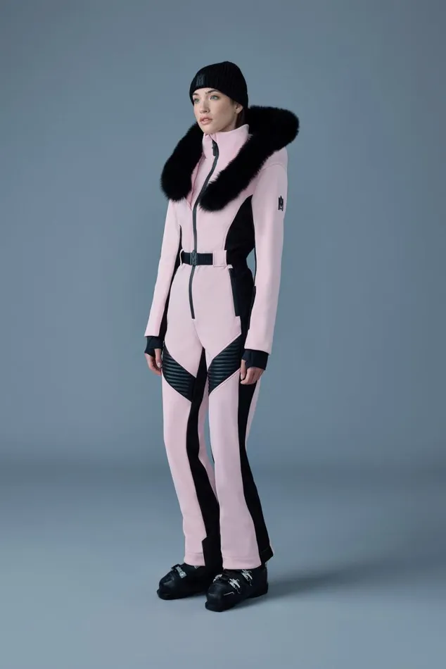 Suits Women Mackage ELLEZ Techno Fleece Ski Suit With Removable Hood And Fur Trim Milkshake Suits Women Mackage ELLEZ Techno Fleece Ski Suit With Removable Hood And Fur Trim Milkshake