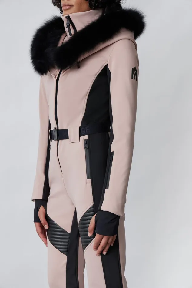 Suits Women Mackage ELLEZ Techno Fleece Ski Suit With Removable Hood And Fur Trim Milkshake Suits Women Mackage ELLEZ Techno Fleece Ski Suit With Removable Hood And Fur Trim Milkshake