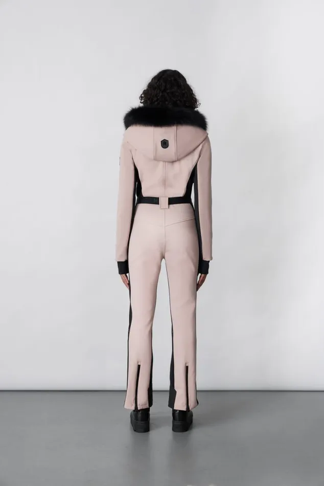 Suits Women Mackage ELLEZ Techno Fleece Ski Suit With Removable Hood And Fur Trim Milkshake Suits Women Mackage ELLEZ Techno Fleece Ski Suit With Removable Hood And Fur Trim Milkshake