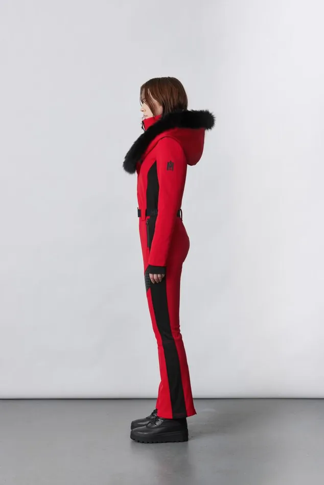 Suits Women Mackage ELLEZ Techno Fleece Ski Suit With Removable Hood And Fur Trim Milkshake Suits Women Mackage ELLEZ Techno Fleece Ski Suit With Removable Hood And Fur Trim Milkshake
