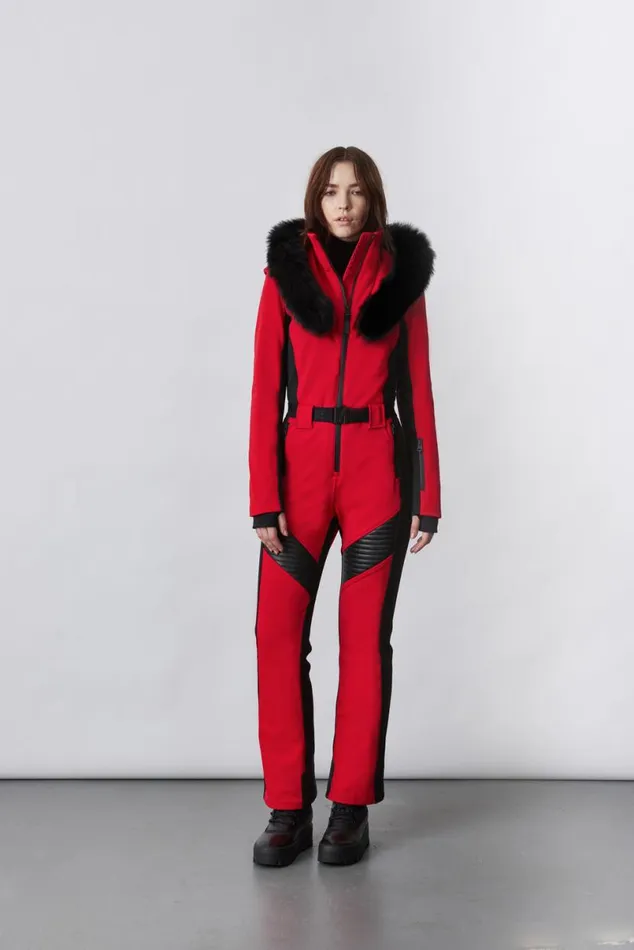 Suits Women Mackage ELLEZ Techno Fleece Ski Suit With Removable Hood And Fur Trim Milkshake Suits Women Mackage ELLEZ Techno Fleece Ski Suit With Removable Hood And Fur Trim Milkshake