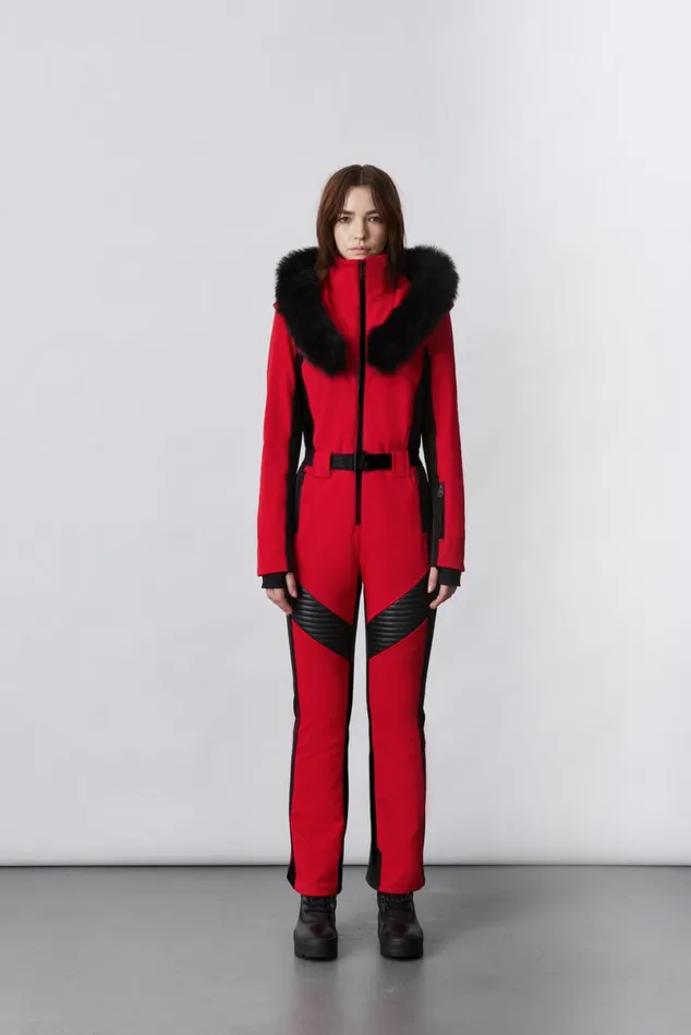 Suits Women Mackage ELLEZ Techno Fleece Ski Suit With Removable Hood And Fur Trim Milkshake Suits Women Mackage ELLEZ Techno Fleece Ski Suit With Removable Hood And Fur Trim Milkshake