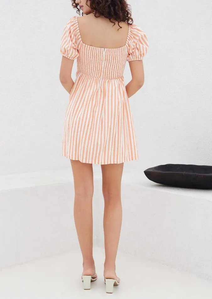 Sunset Stripe Mini Dress Whiteorangestripe Women Lost Wander Dresses