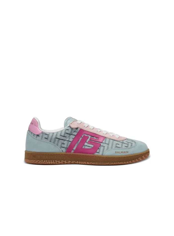 Swan Leather And Denim Monogram Sneakers Blue Women Balmain Sneakers