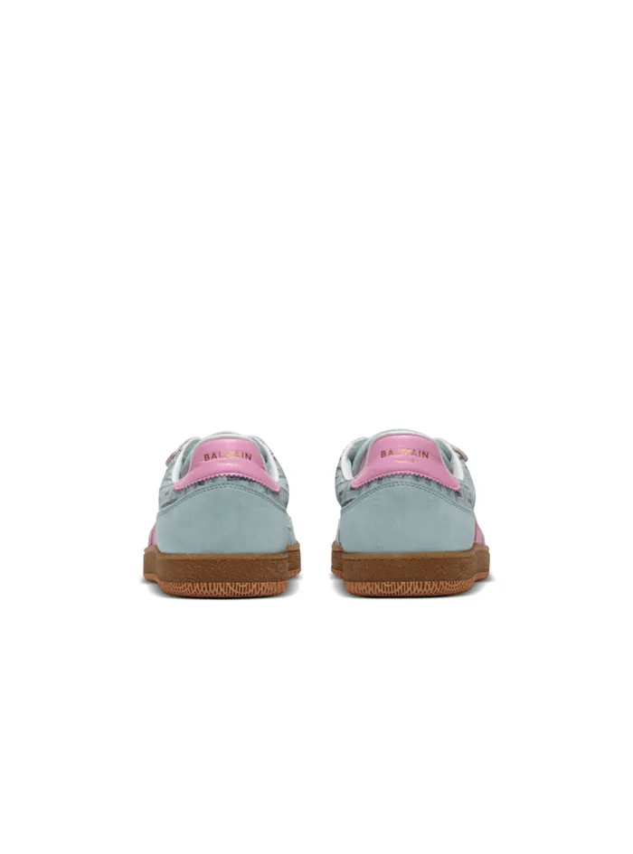 Swan Leather And Denim Monogram Sneakers Blue Women Balmain Sneakers