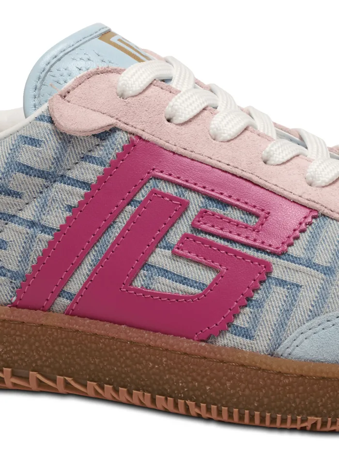 Swan Leather And Denim Monogram Sneakers Blue Women Balmain Sneakers