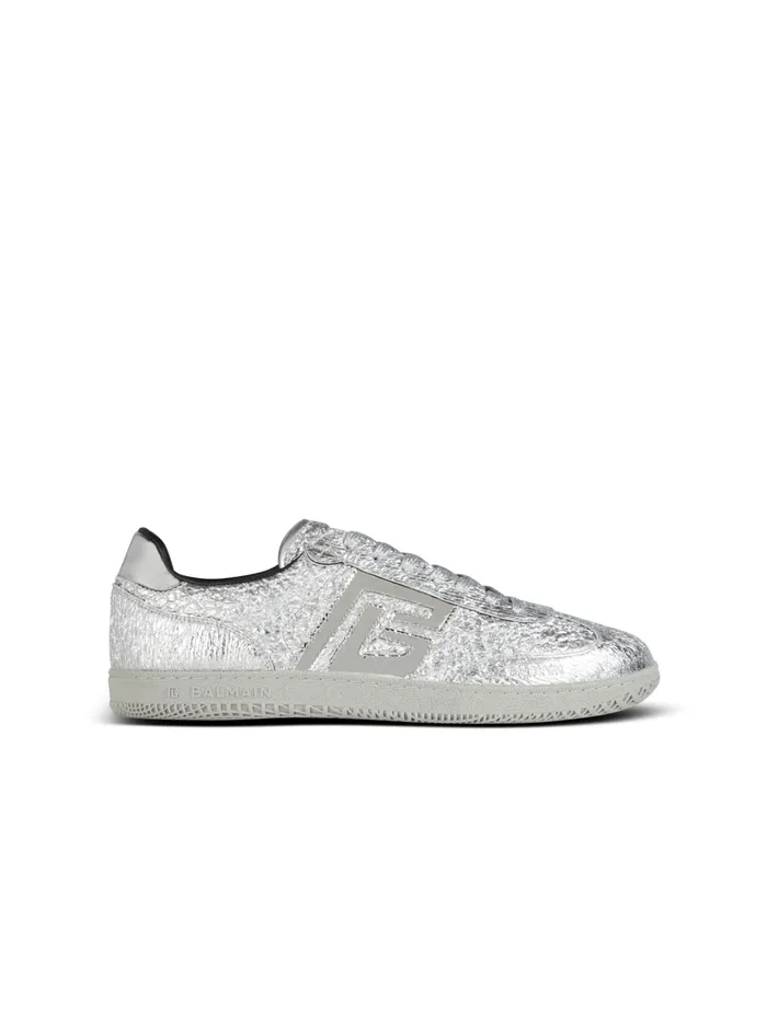 Swan Silver Leather Sneakers Silver Men Balmain Sneakers