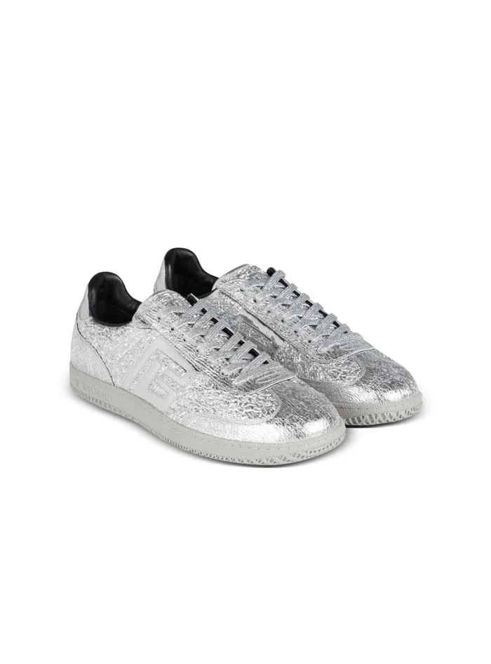 Swan Silver Leather Sneakers Silver Men Balmain Sneakers