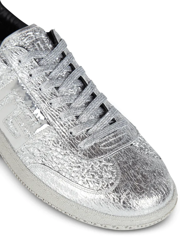 Swan Silver Leather Sneakers Silver Men Balmain Sneakers