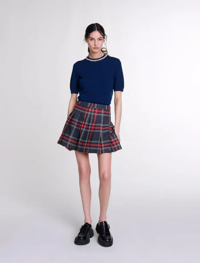 Sweaters and Cardigans Women Maje Knit Crop Jumper With Rhinestones Navy