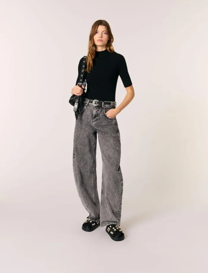 Sweaters and Cardigans Women Maje Rib Knit Top Black