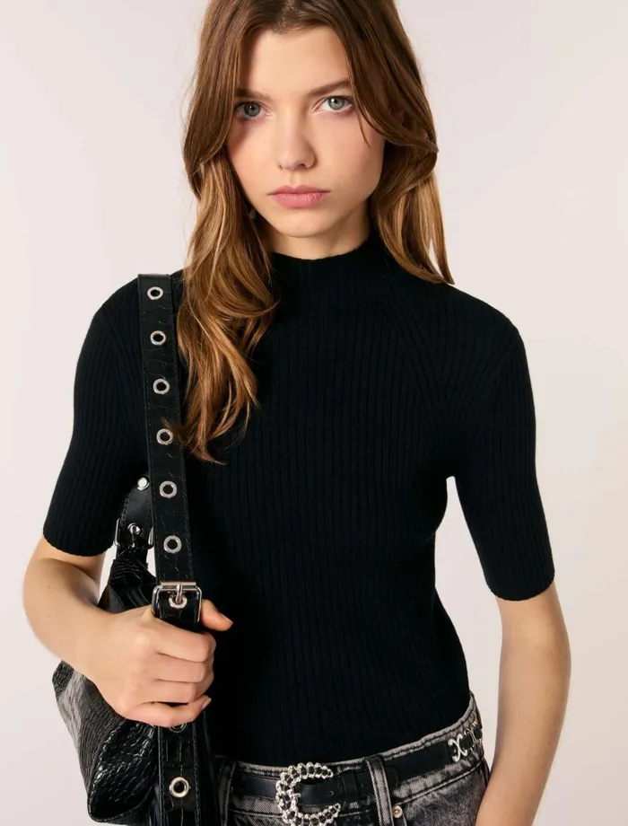 Sweaters and Cardigans Women Maje Rib Knit Top Black