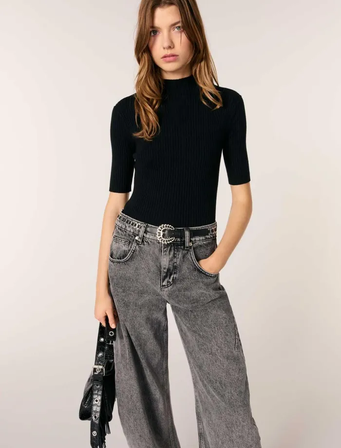 Sweaters and Cardigans Women Maje Rib Knit Top Black