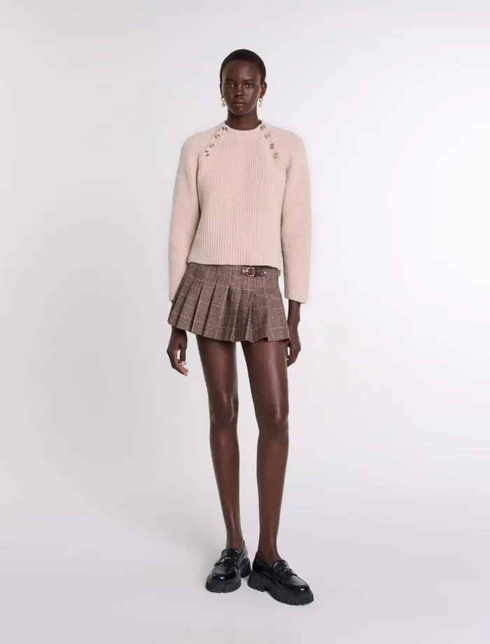 Sweaters and Cardigans Women Maje Ribbed Wool Jumper Beige