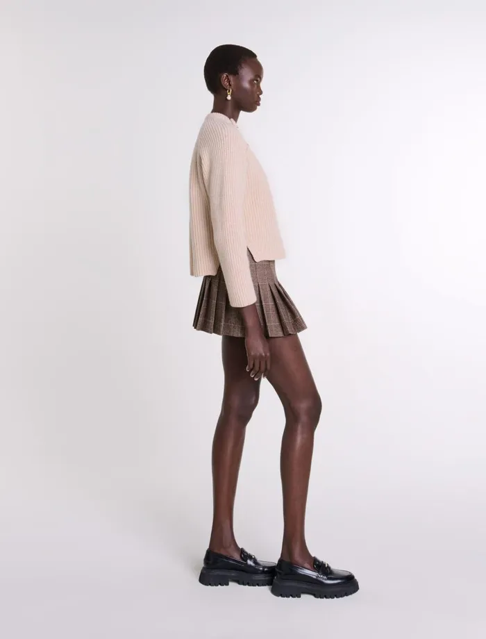 Sweaters and Cardigans Women Maje Ribbed Wool Jumper Beige