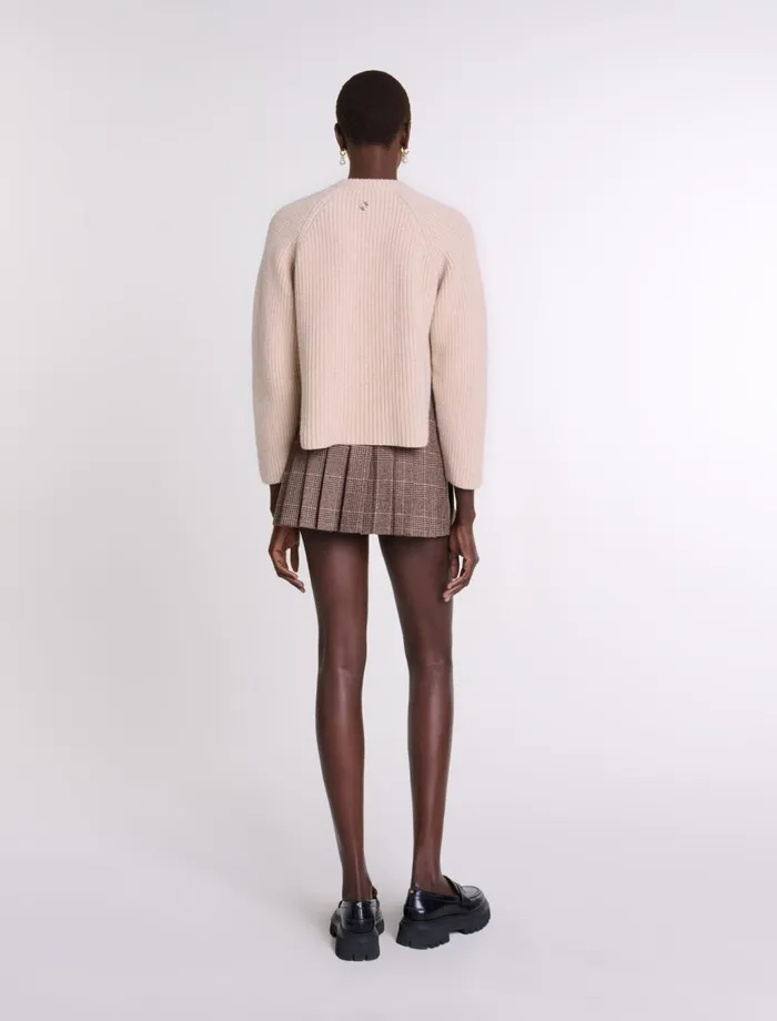 Sweaters and Cardigans Women Maje Ribbed Wool Jumper Beige