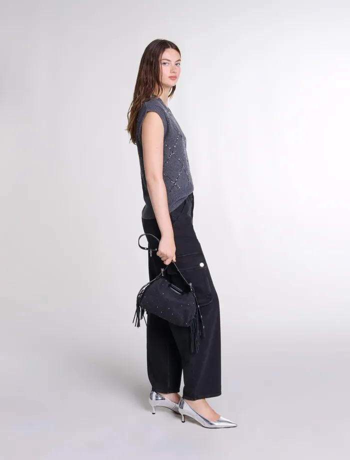 Sweaters and Cardigans Women Maje Sleeveless Sequin Jumper Anthracite