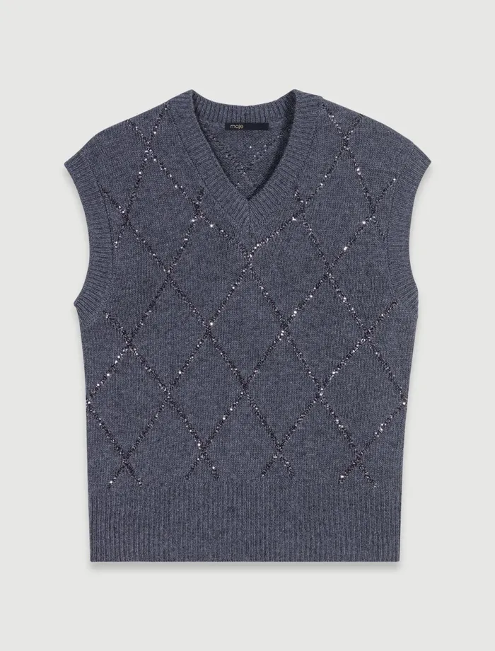 Sweaters and Cardigans Women Maje Sleeveless Sequin Jumper Anthracite