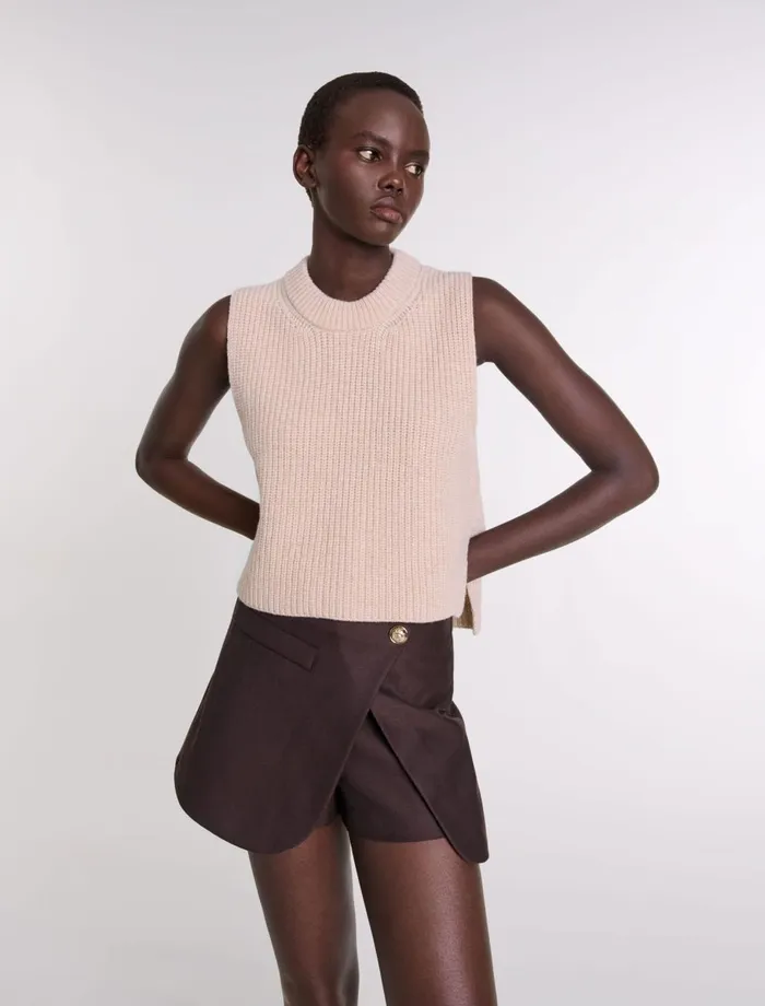 Sweaters and Cardigans Women Maje Sleeveless Wool Jumper Beige