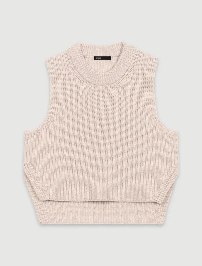 Sweaters and Cardigans Women Maje Sleeveless Wool Jumper Beige