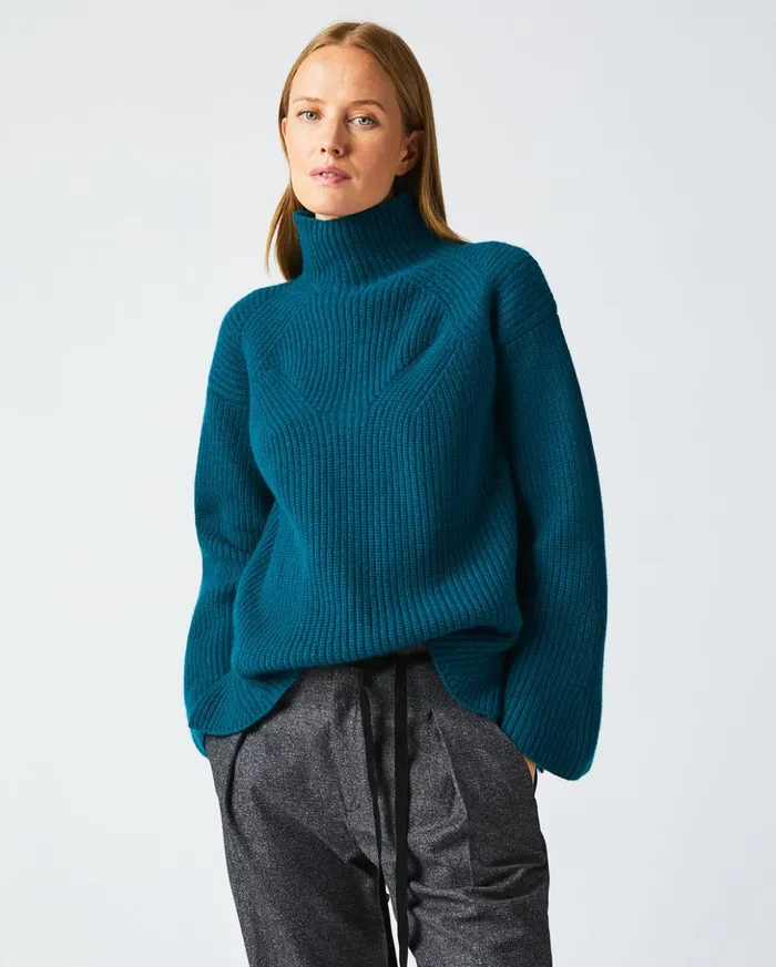 Sweaters and Knits Women Billy Reid Transfer Rib Funnel Sweater Dark Teal