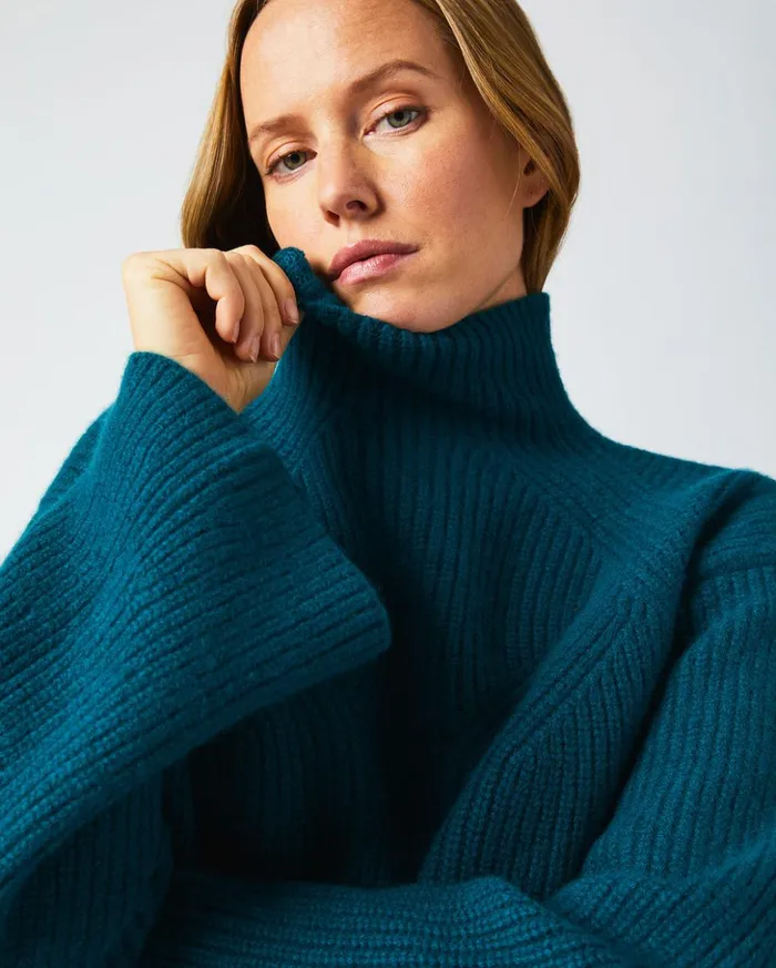 Sweaters and Knits Women Billy Reid Transfer Rib Funnel Sweater Dark Teal