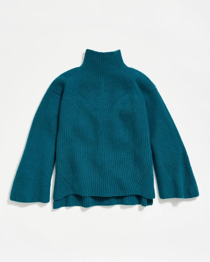 Sweaters and Knits Women Billy Reid Transfer Rib Funnel Sweater Dark Teal