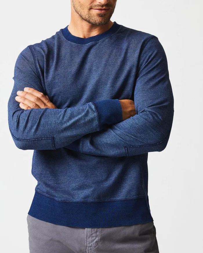 Sweaters and Sweatshirts Men Billy Reid Indigo Terry Sweatshirt Dark Indigo