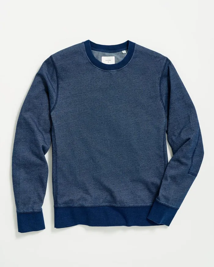 Sweaters and Sweatshirts Men Billy Reid Indigo Terry Sweatshirt Dark Indigo