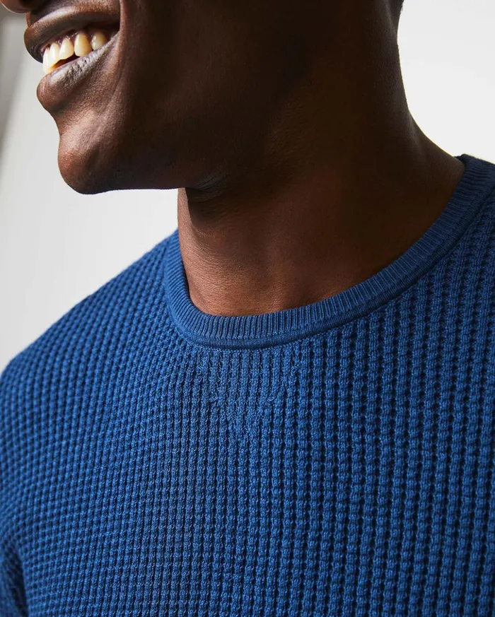 Sweaters and Sweatshirts Men Billy Reid Mini Waffle Crew Denim Blue