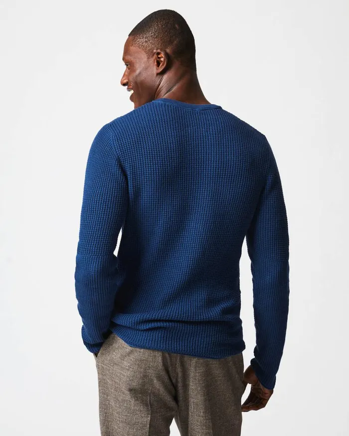 Sweaters and Sweatshirts Men Billy Reid Mini Waffle Crew Denim Blue