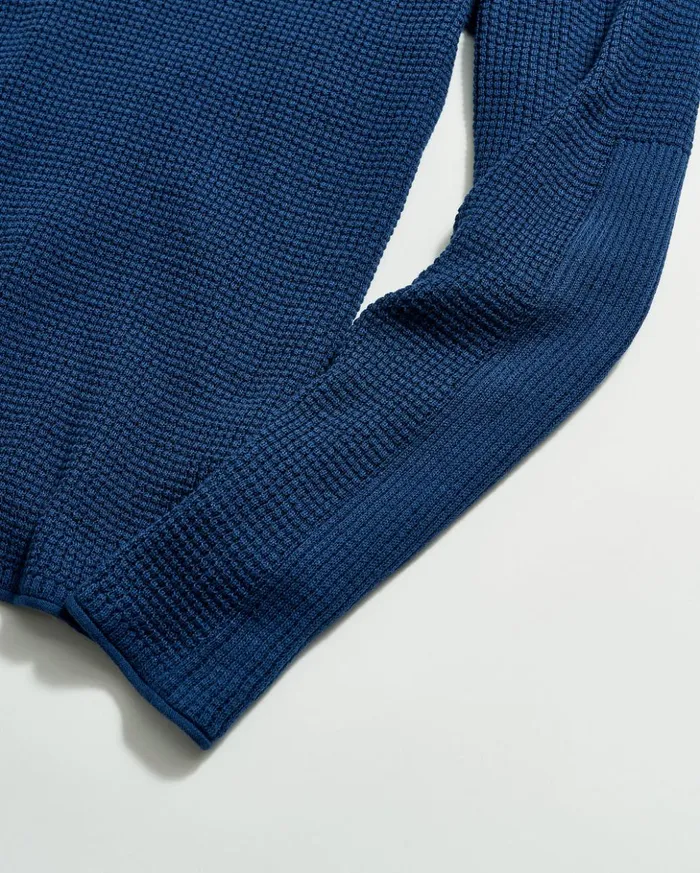 Sweaters and Sweatshirts Men Billy Reid Mini Waffle Crew Denim Blue