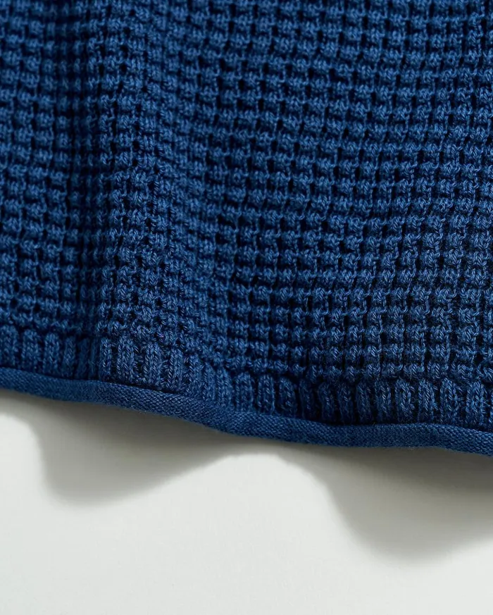 Sweaters and Sweatshirts Men Billy Reid Mini Waffle Crew Denim Blue